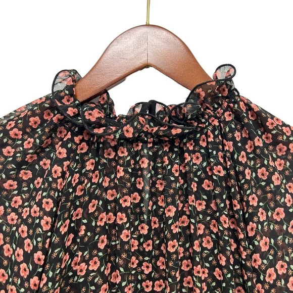 C/MEO Collective Longevity Floral Sheer Smocked Long Sleeve Mini Dress Size M - Picture 8 of 11